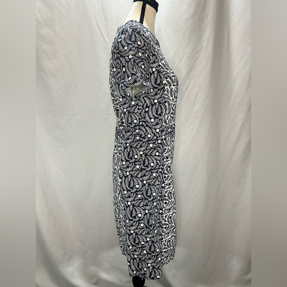 Boden Leaf Print Cap Sleeve Full Zip Fitted Bodice  Mini Dress - Picture 5 of 10